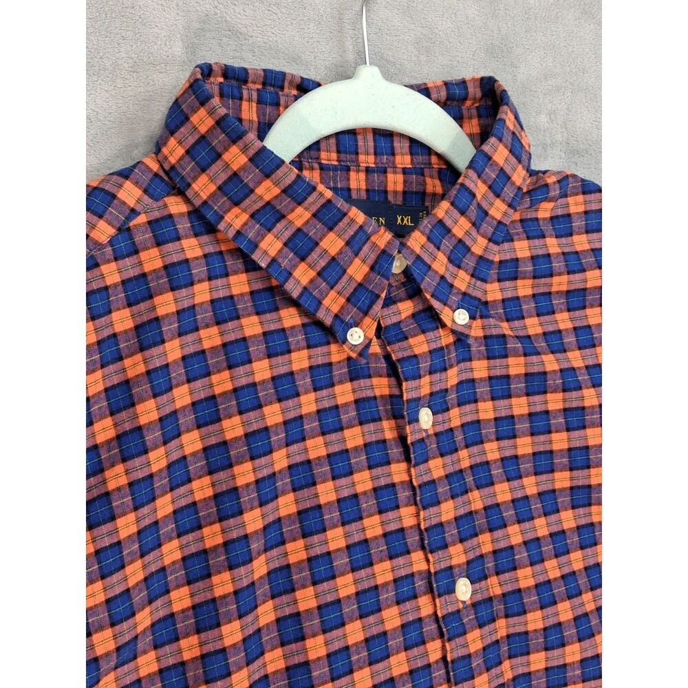 Ralph Laure Polo Men's XXL Button Shirt Plaid Blue and Orange - Picture 3 of 7